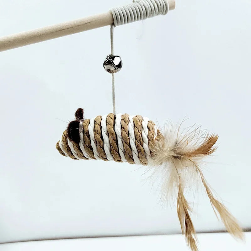 🐾 MyHappyPaws™ Natural Feather Cat Wand Toy