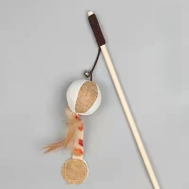 🐾 MyHappyPaws™ Natural Feather Cat Wand Toy