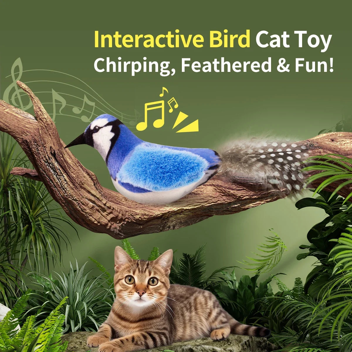 MyHappyPaws™ Interactive Chirping Bird Toy for Cats