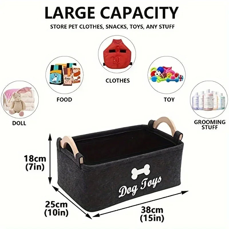🐶 MyHappyPaws™ Dog Toy Storage Basket