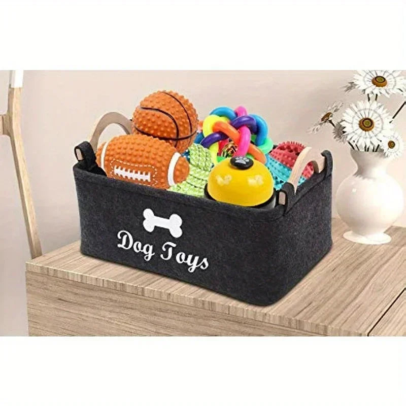 🐶 MyHappyPaws™ Dog Toy Storage Basket