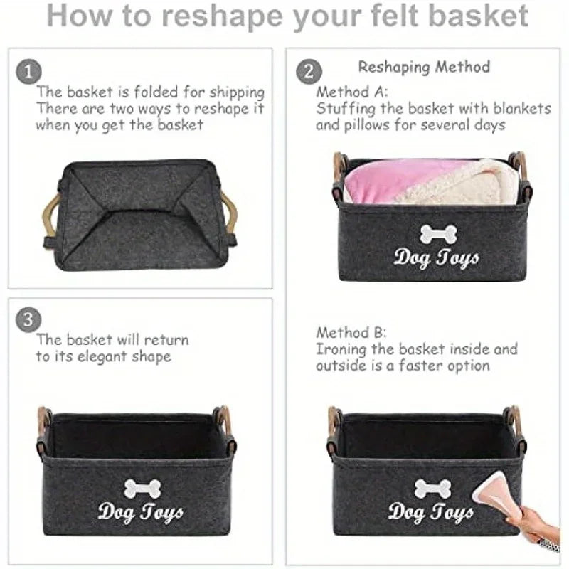 🐶 MyHappyPaws™ Dog Toy Storage Basket