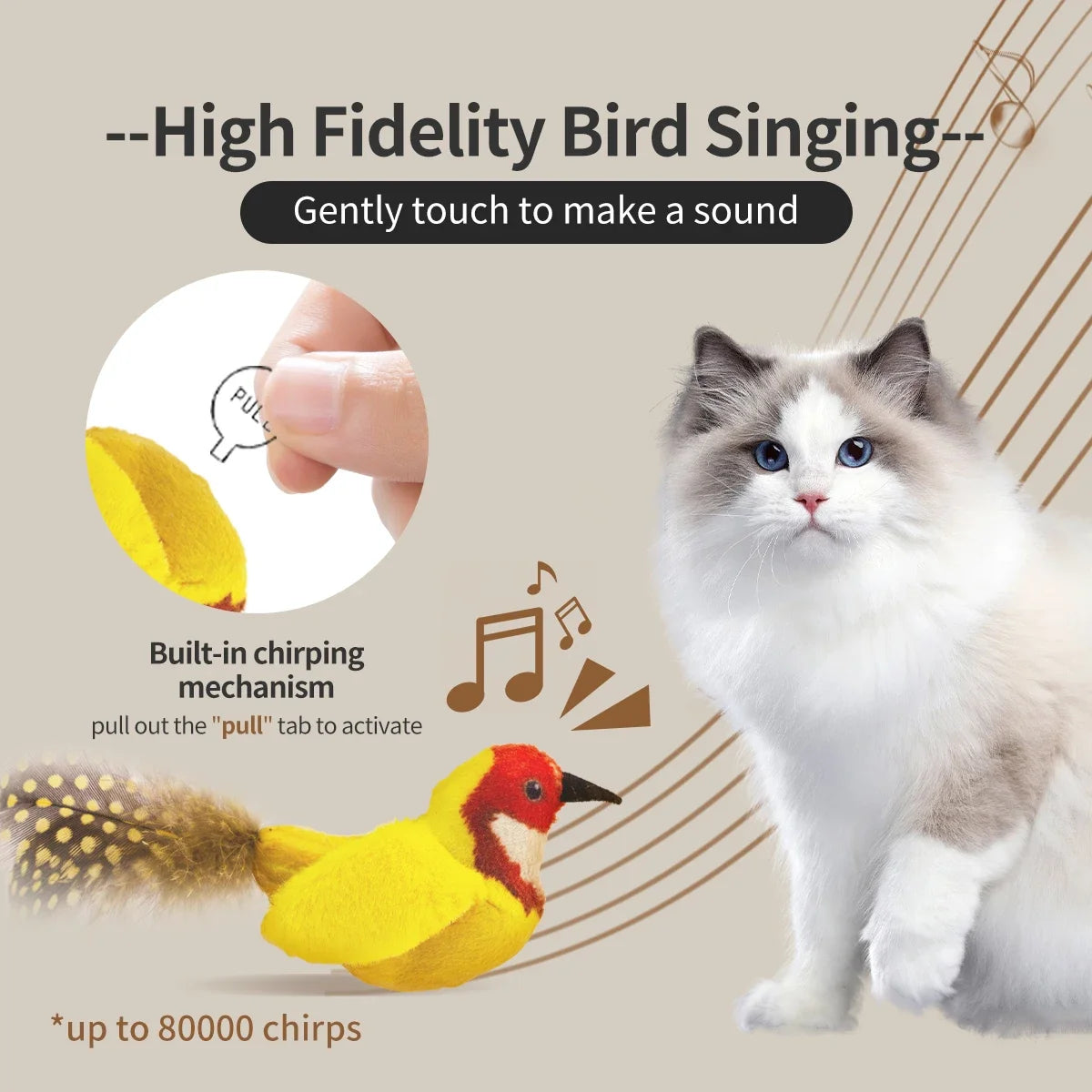 MyHappyPaws™ Interactive Chirping Bird Toy for Cats