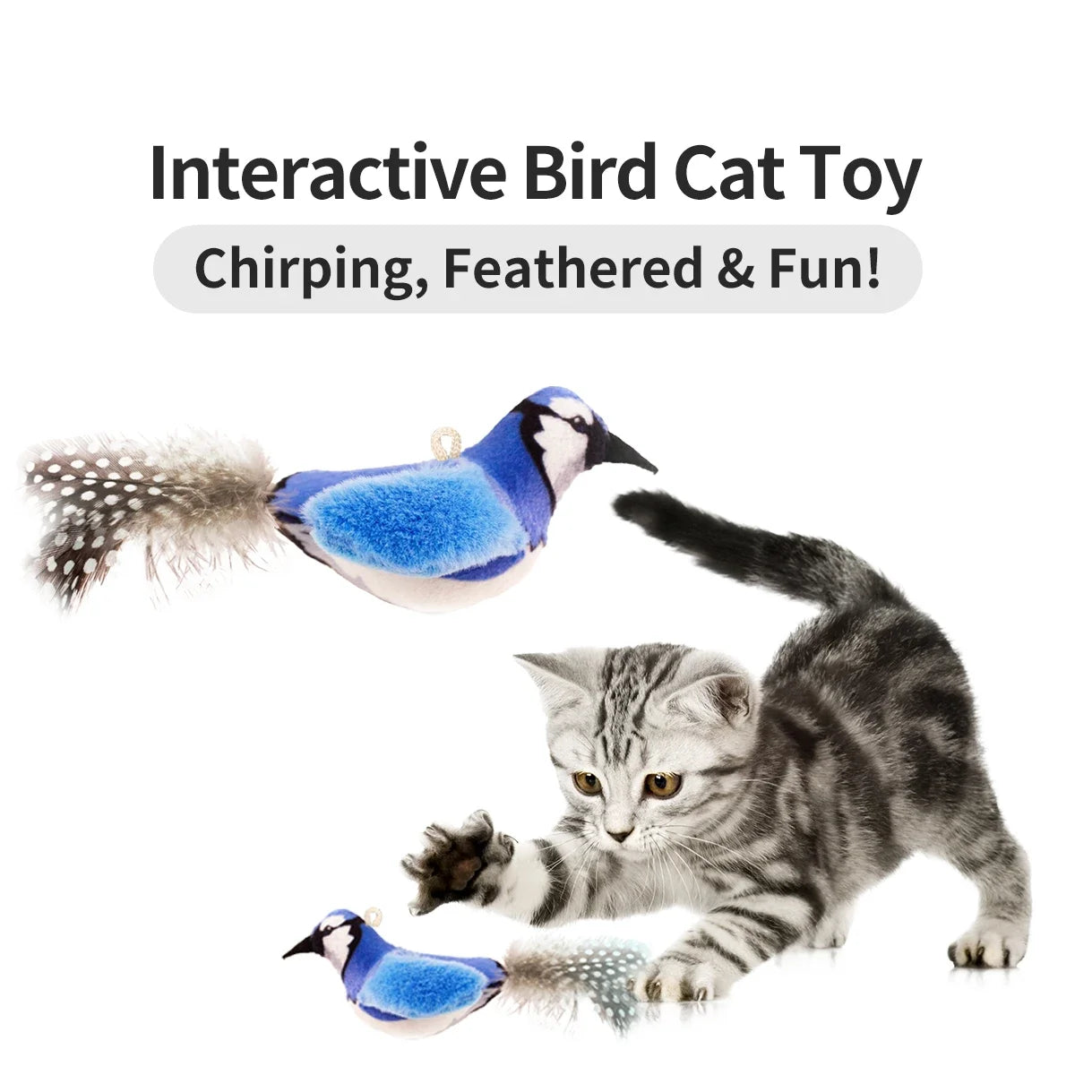 MyHappyPaws™ Interactive Chirping Bird Toy for Cats