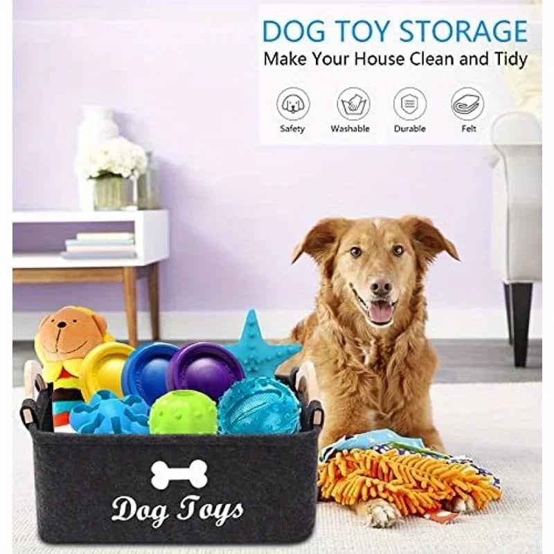 🐶 MyHappyPaws™ Dog Toy Storage Basket